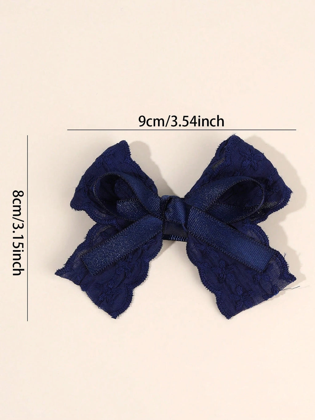 Girls' Navy Embroidered Flower & Satin Lace Bow Hair Clips 2-Pack