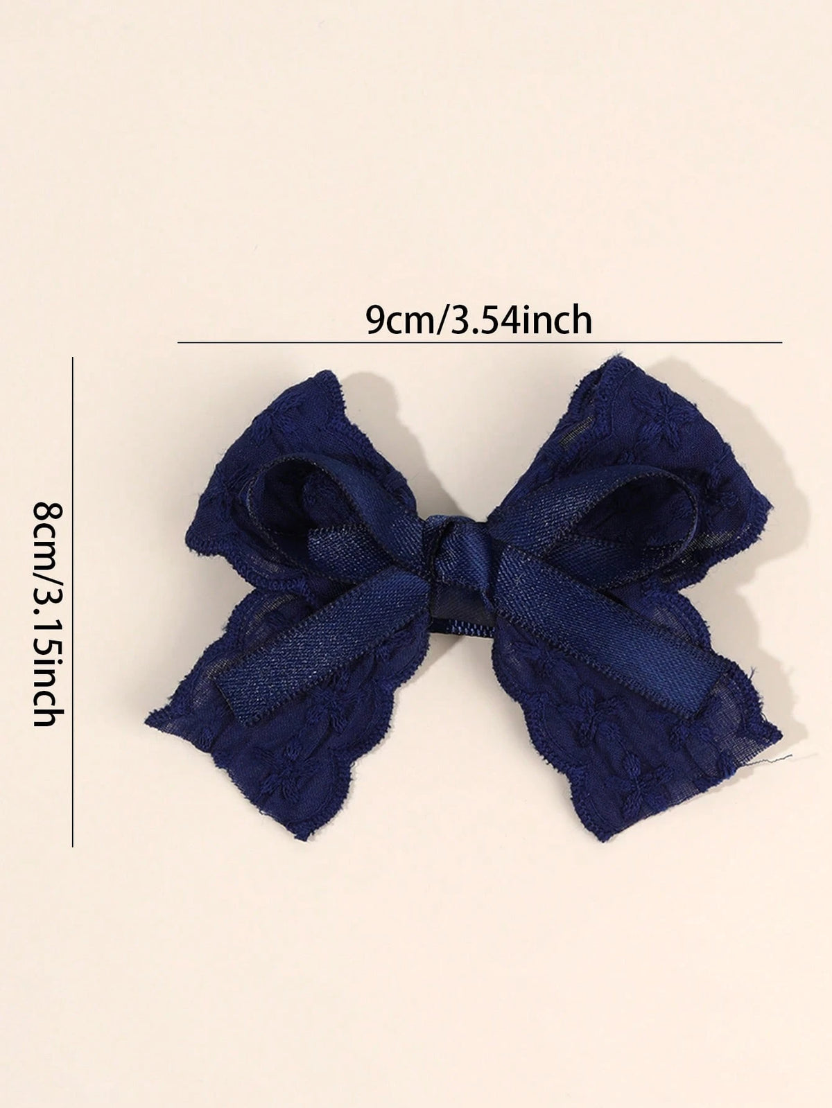 Girls' Navy Embroidered Flower & Satin Lace Bow Hair Clips 2-Pack