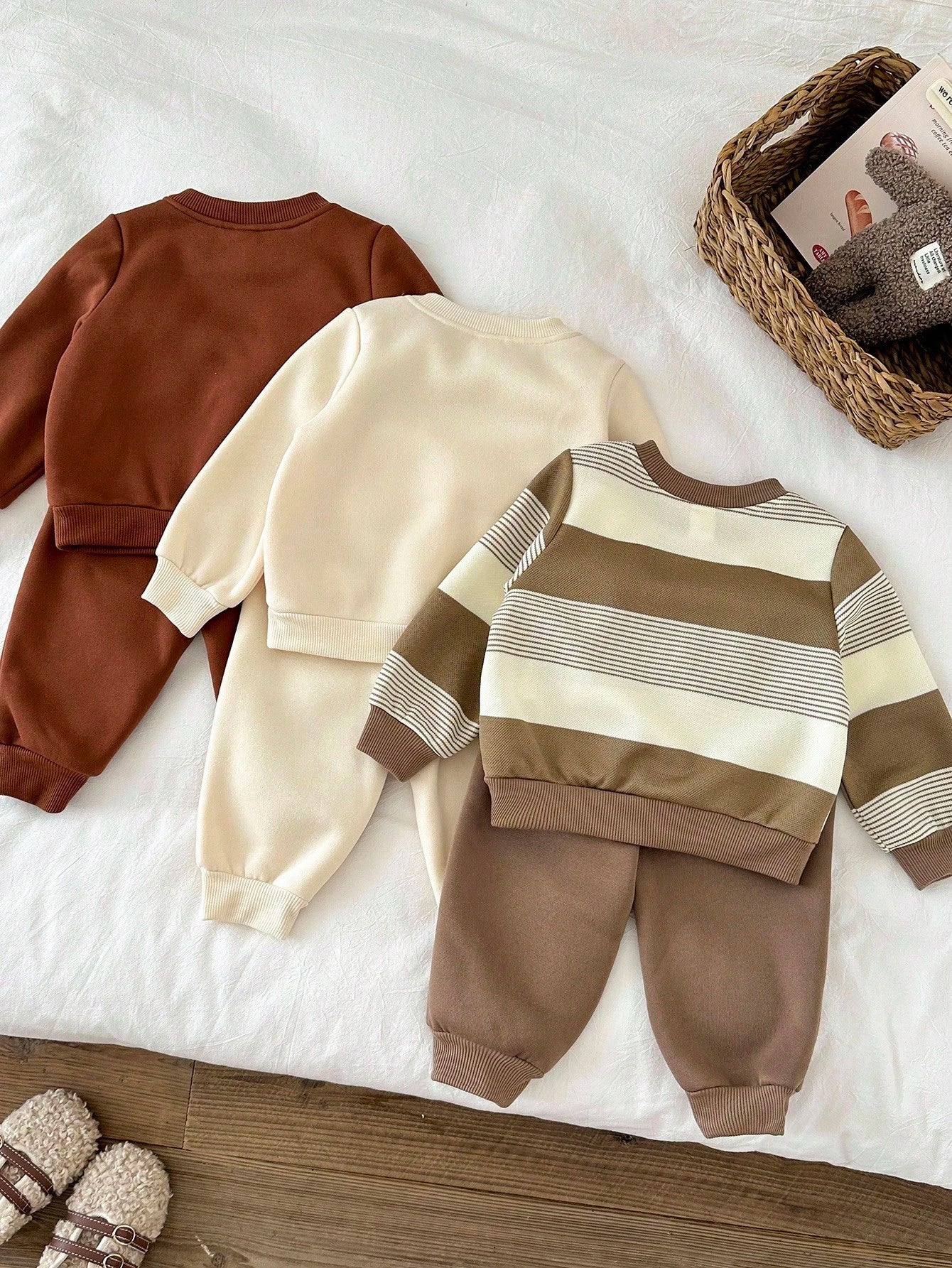 LMoss Kids Ensemble 6 pièces de survêtement et pantalon rayés marron pour bébé garçon