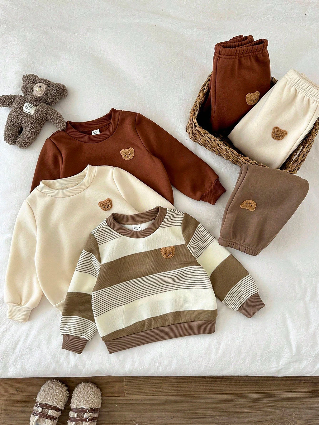 LMoss Kids Ensemble 6 pièces de survêtement et pantalon rayés marron pour bébé garçon