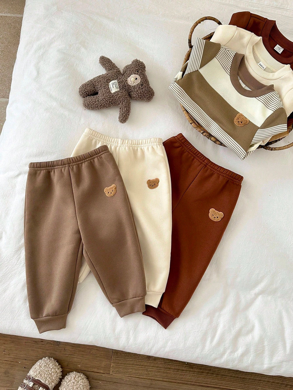 LMoss Kids Ensemble 6 pièces de survêtement et pantalon rayés marron pour bébé garçon