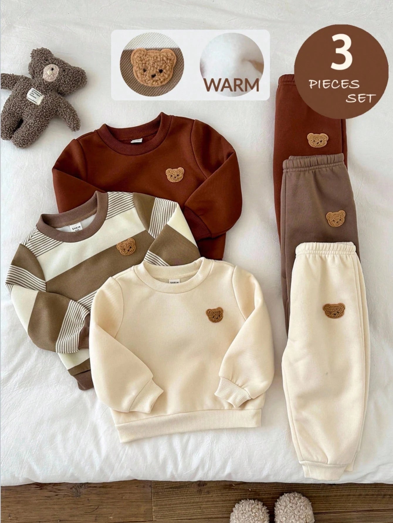 LMoss Kids Ensemble 6 pièces de survêtement et pantalon rayés marron pour bébé garçon