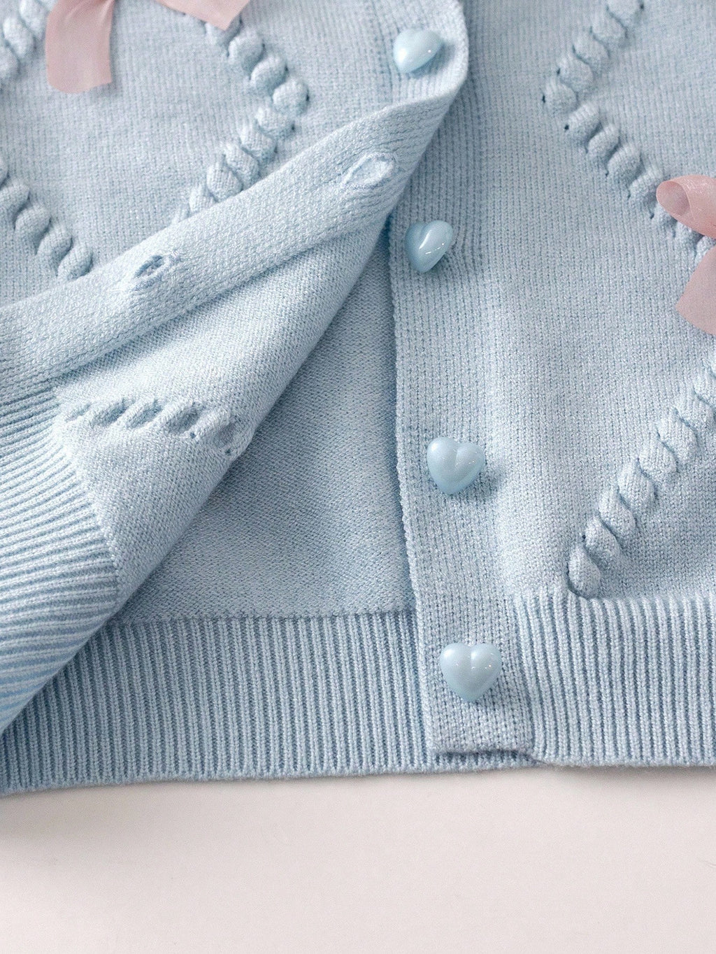 Baby Girl Bow Decor Long Sleeve Knit Cardigan Skirt 2 Piece Set