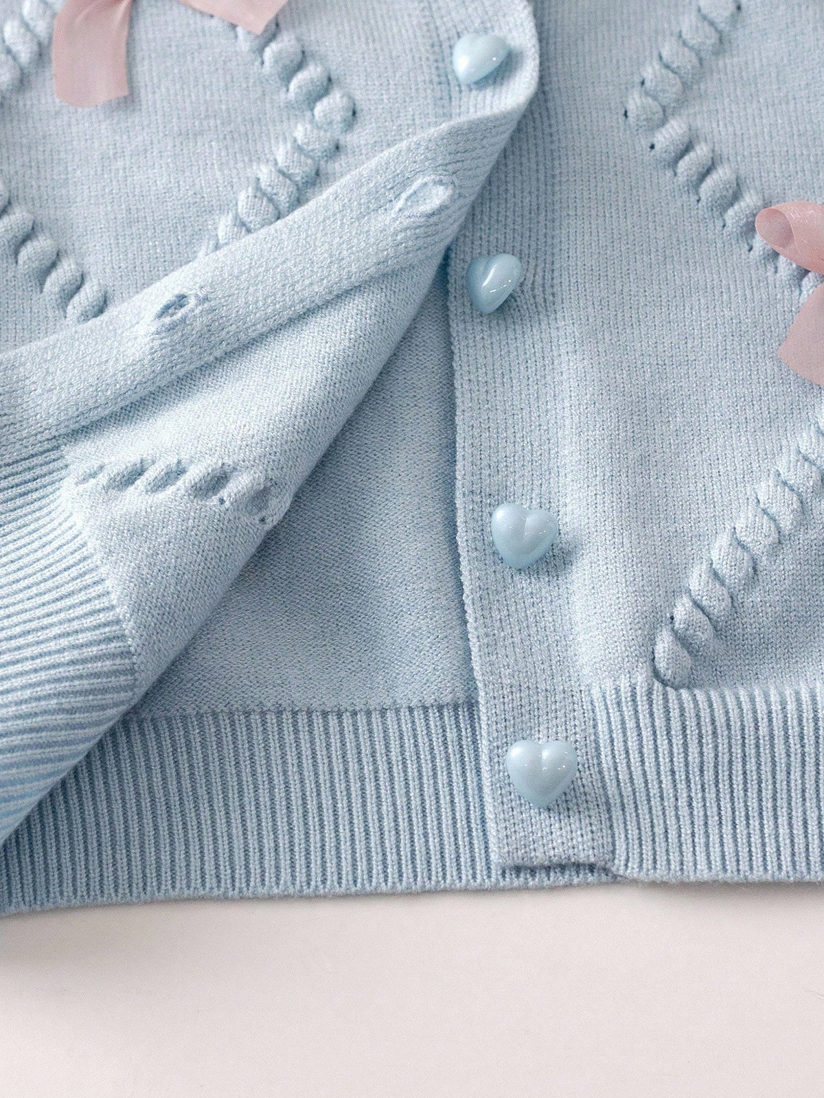 Baby Girl Bow Decor Long Sleeve Knit Cardigan Skirt 2 Piece Set