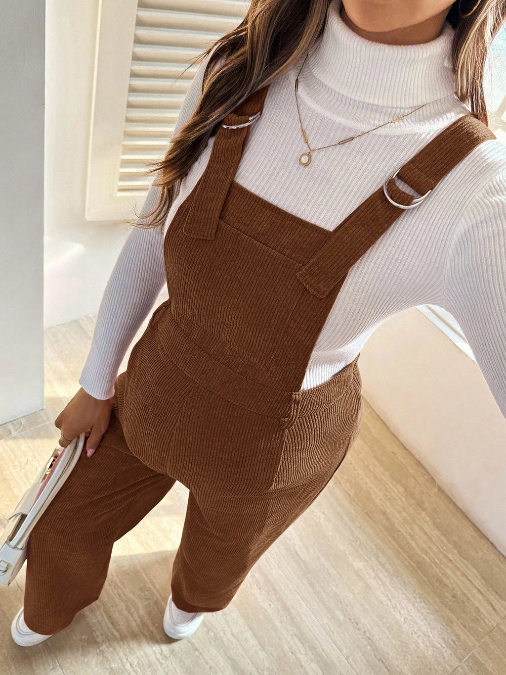Maternity Plus Size Mocha Brown Casual Bib Jumpsuit