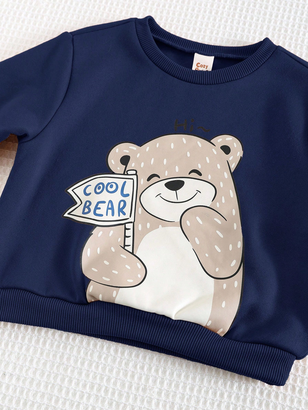 Cozy Pixies Baby Boy Navy Blue Bear Thermal Set Navy Blue