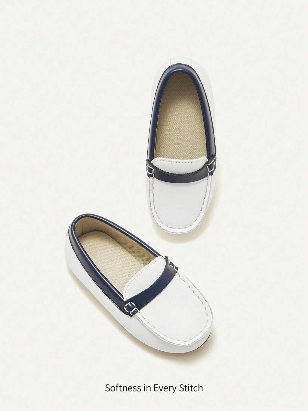 Cozy Pixies Infant White & Blue Contrast Cute College-Style White