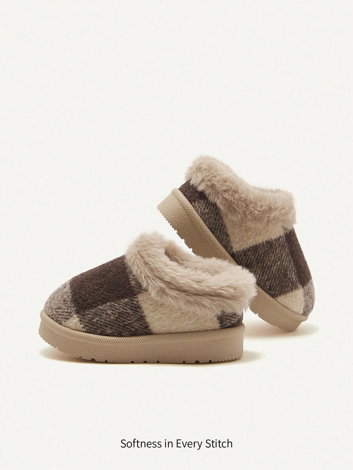 Cozy Pixies Boys' Plaid Plush-Lined Warm Winter Slippers