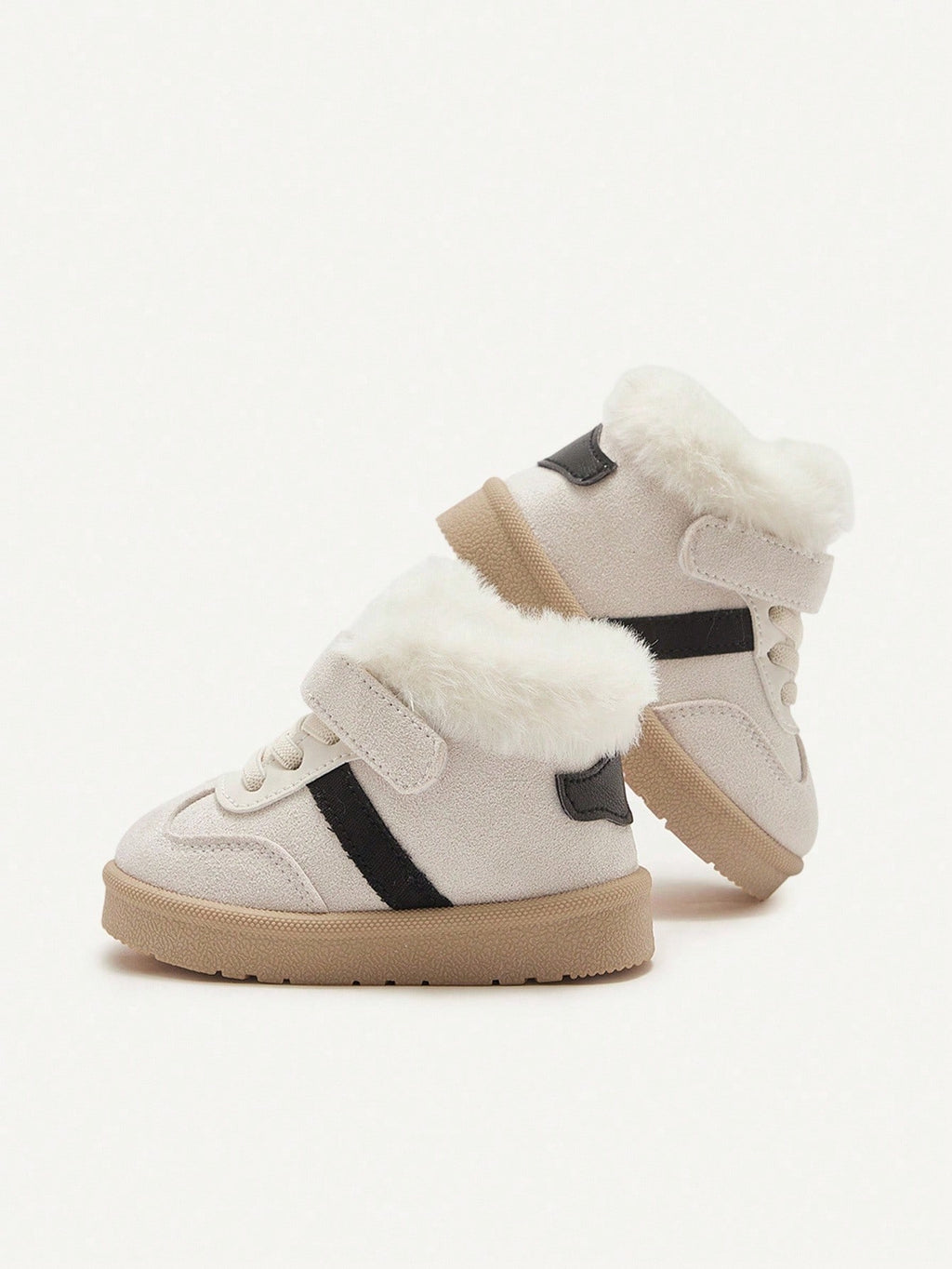 Cozy Pixies Kids' Beige Warm Plush-Lined Winter Shoes for Daily Wear Beige