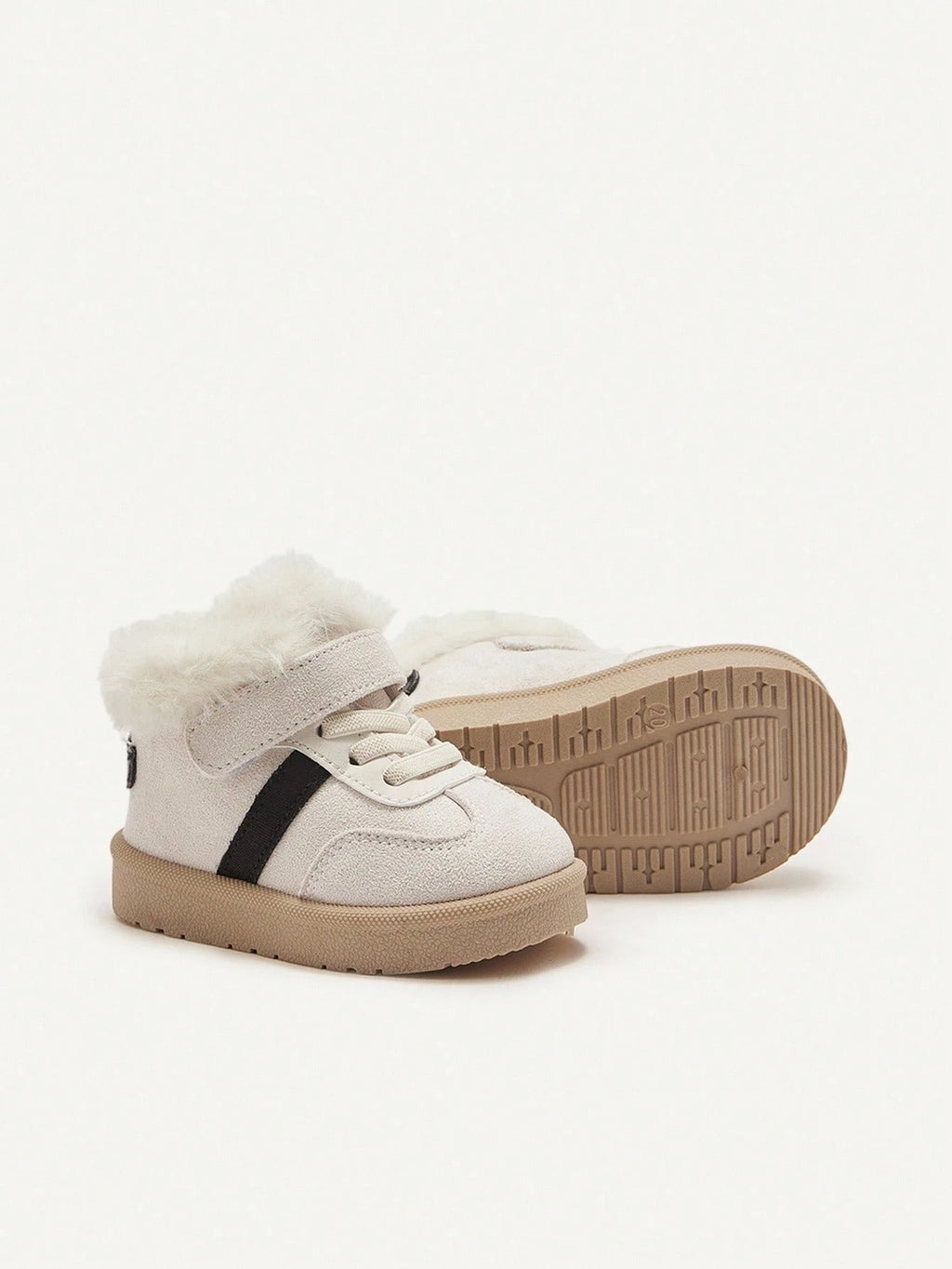 Cozy Pixies Kids' Beige Warm Plush-Lined Winter Shoes for Daily Wear Beige