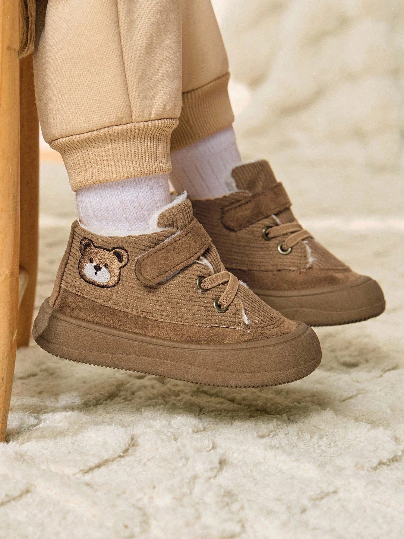 Cozy Pixies Boys/Girls Camel Color Warm Winter Shoes Casual Flat Shoes Daily Wear