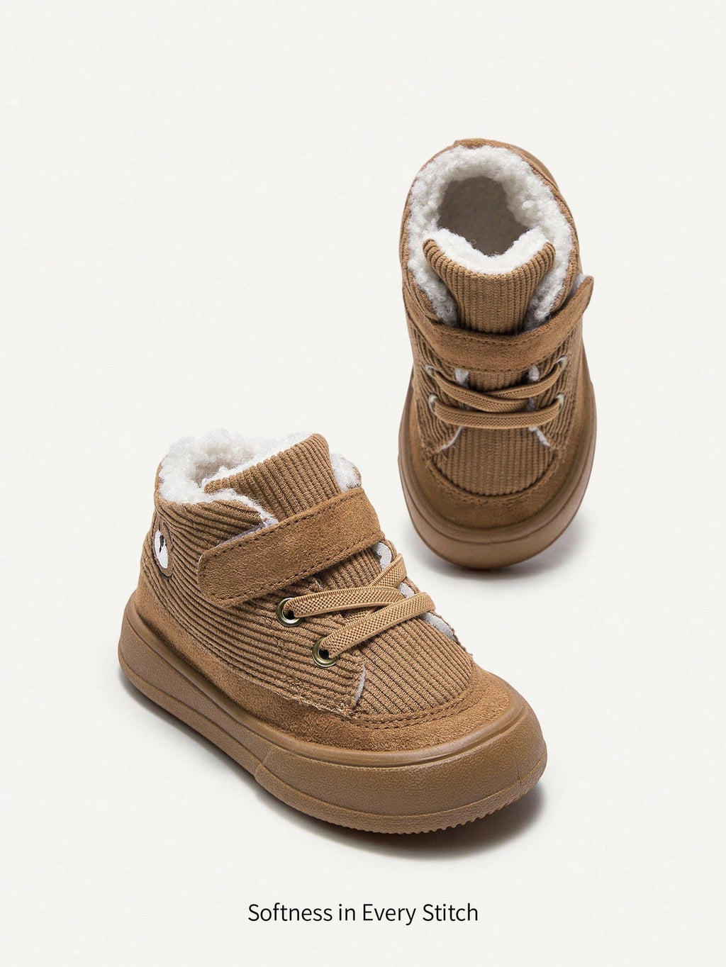 Cozy Pixies Boys/Girls Camel Color Warm Winter Shoes Casual Flat Shoes Daily Wear