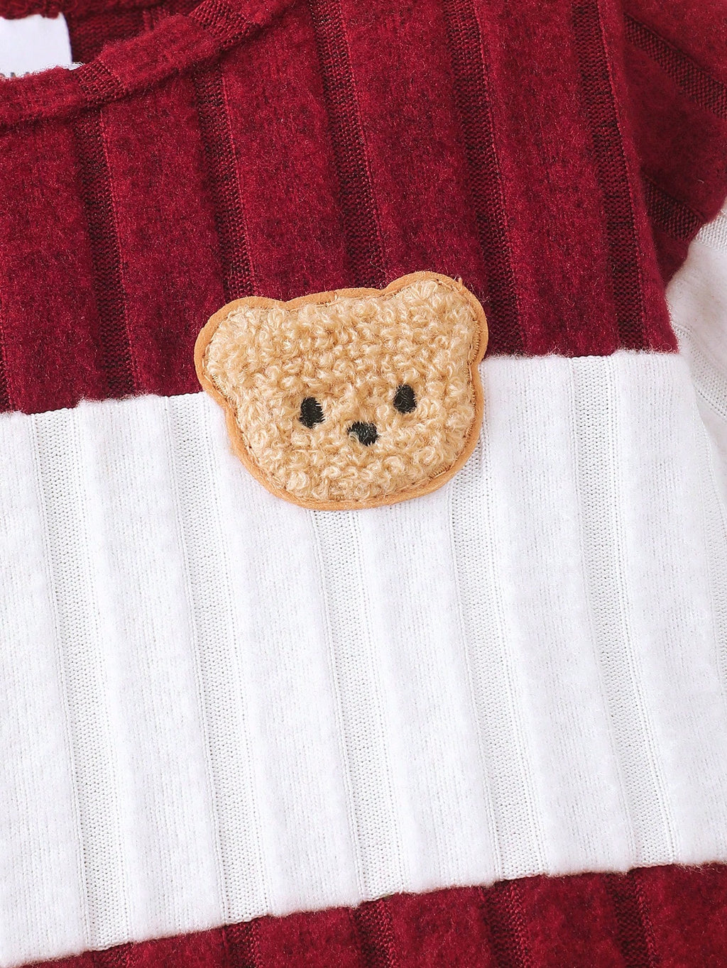 Baby Boy Burgundy Fleece Bear Top Pants Set