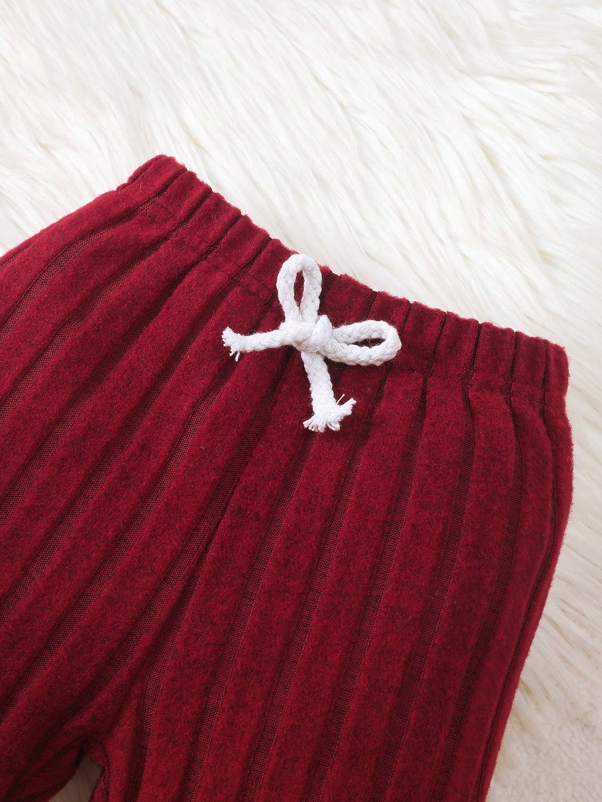 Baby Boy Burgundy Fleece Bear Top Pants Set