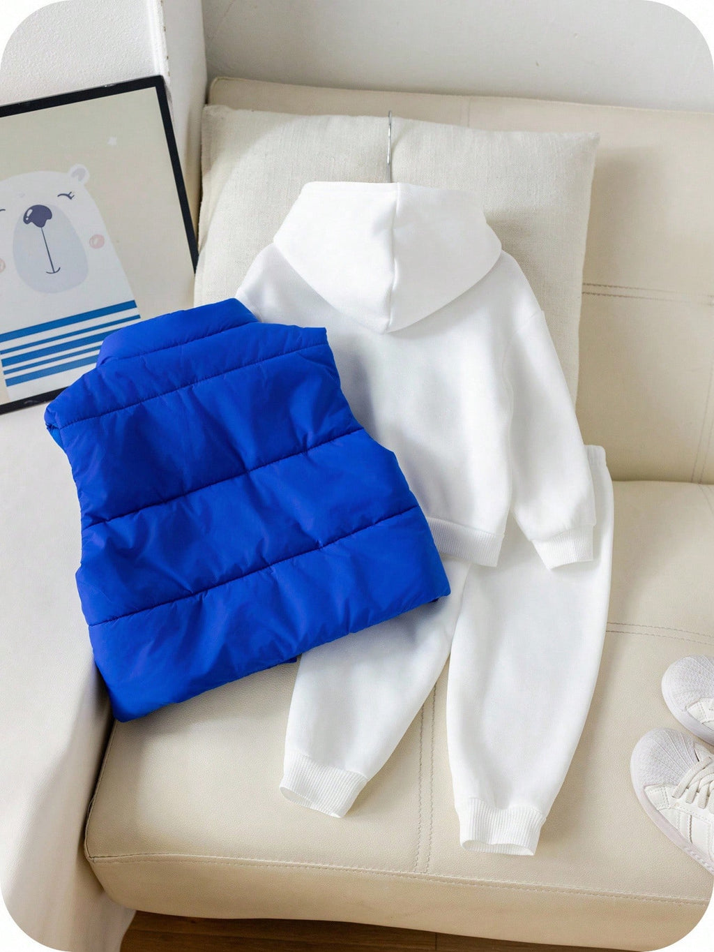 Baby Boy 3pc Lined Sweatshirt Vest Pants Set
