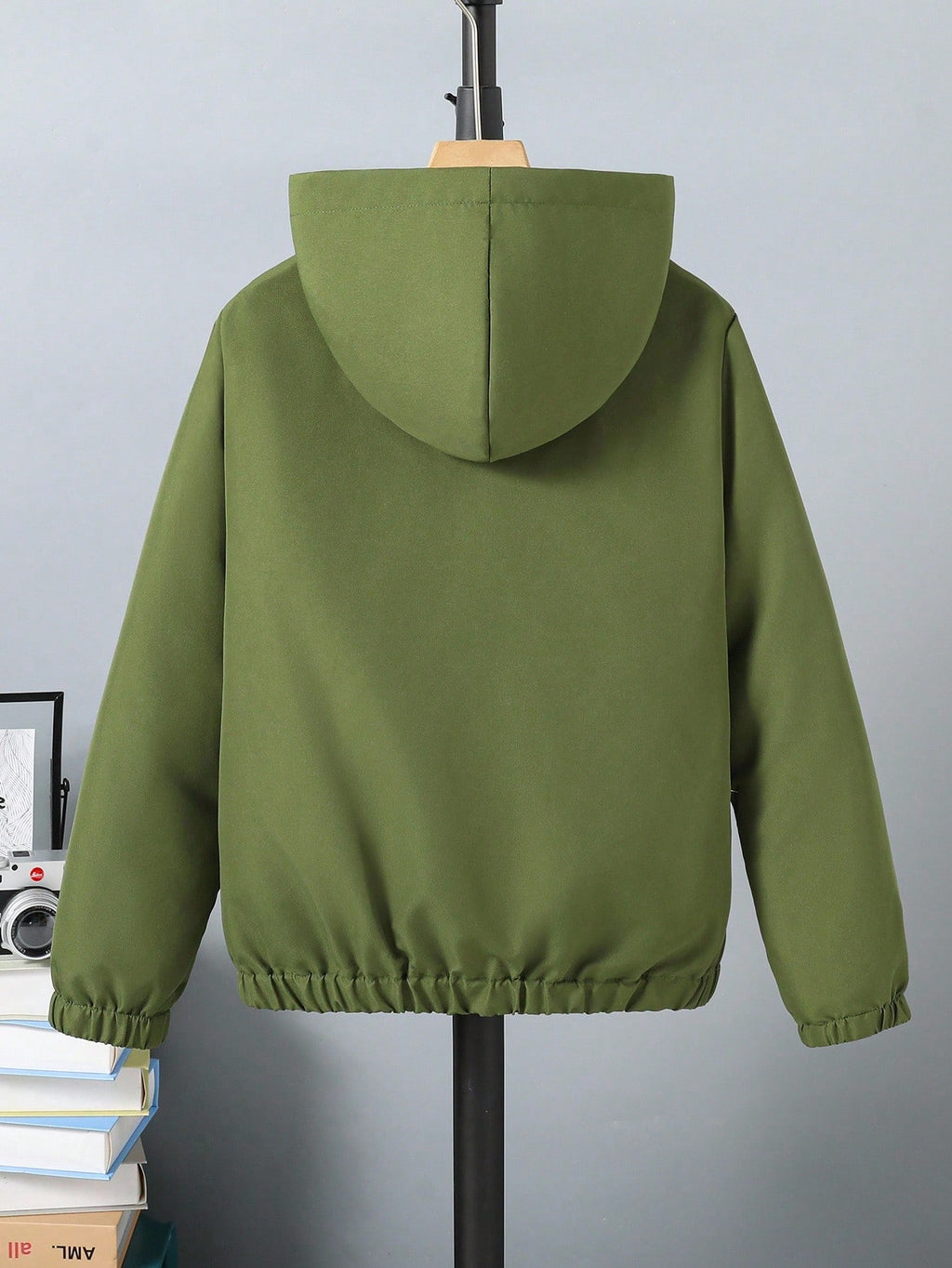 Sweat Capuche Garçon Zippé Vert Olive Oversize