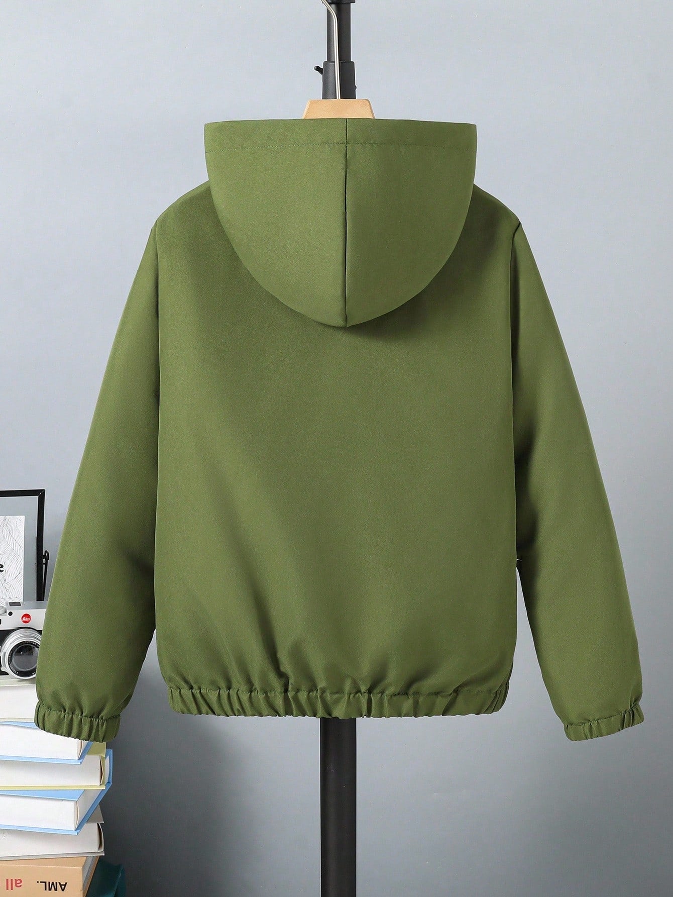 Sweat Capuche Garçon Zippé Vert Olive Oversize
