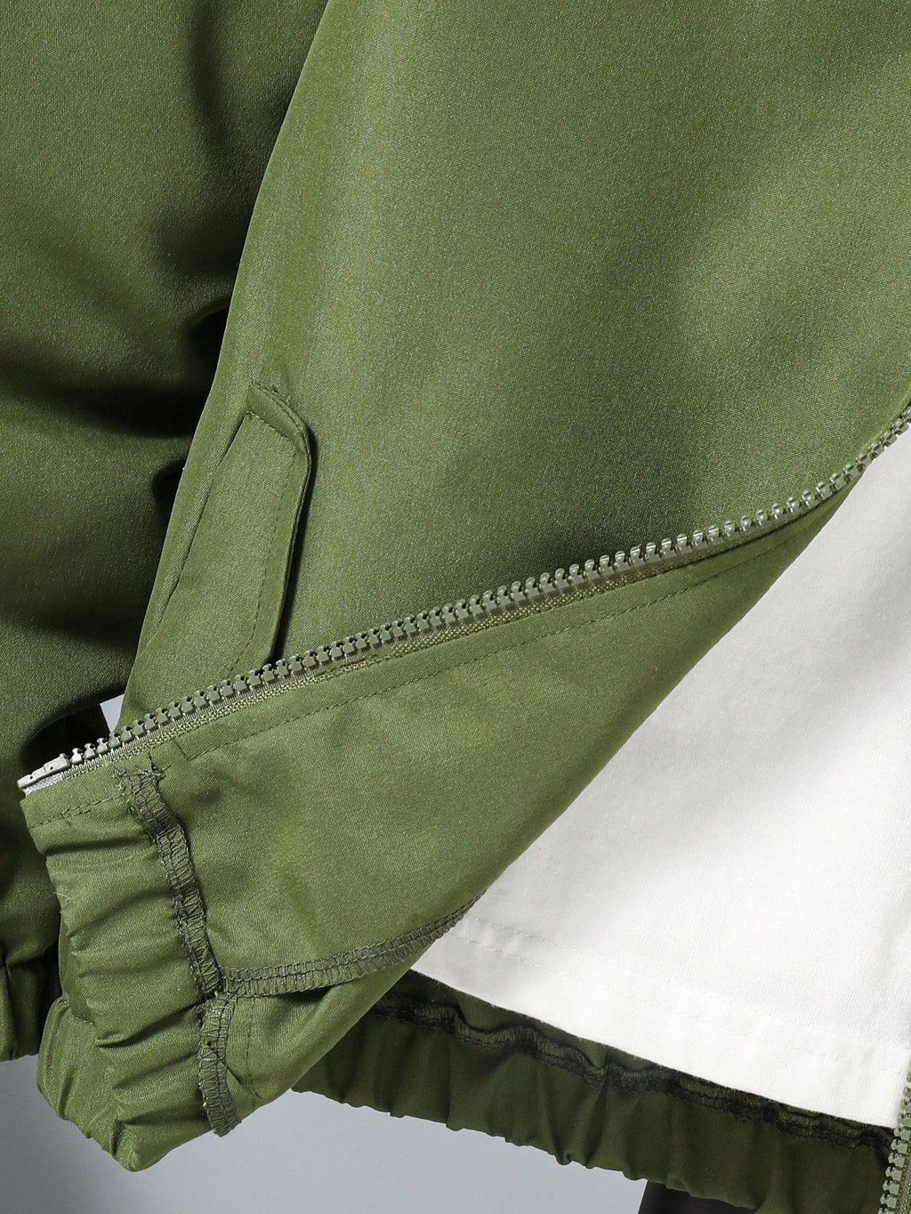 Sweat Capuche Garçon Zippé Vert Olive Oversize