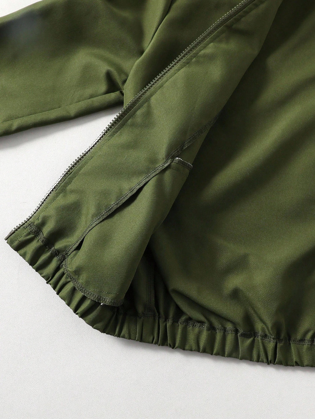 Sweat Capuche Garçon Zippé Vert Olive Oversize