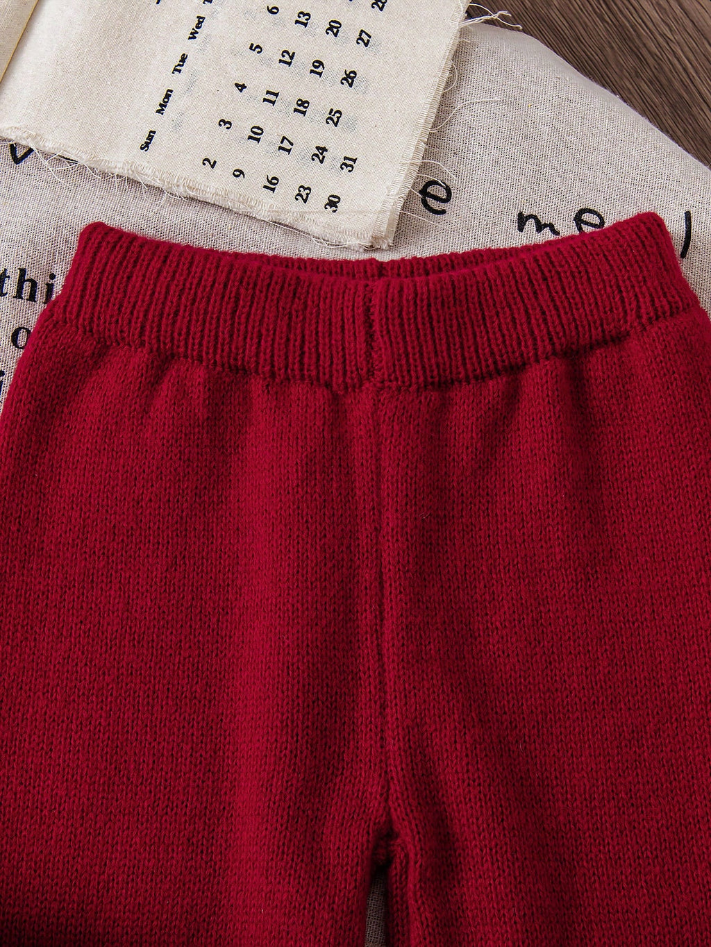 Young Girl Red Heart Bow Knitted Sweater 2 Piece Set