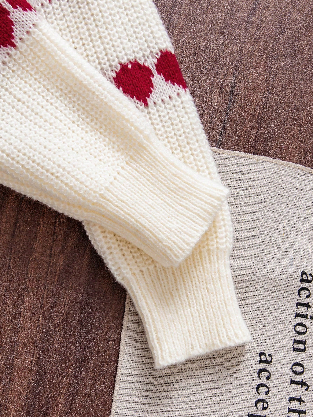 Young Girl Red Heart Bow Knitted Sweater 2 Piece Set