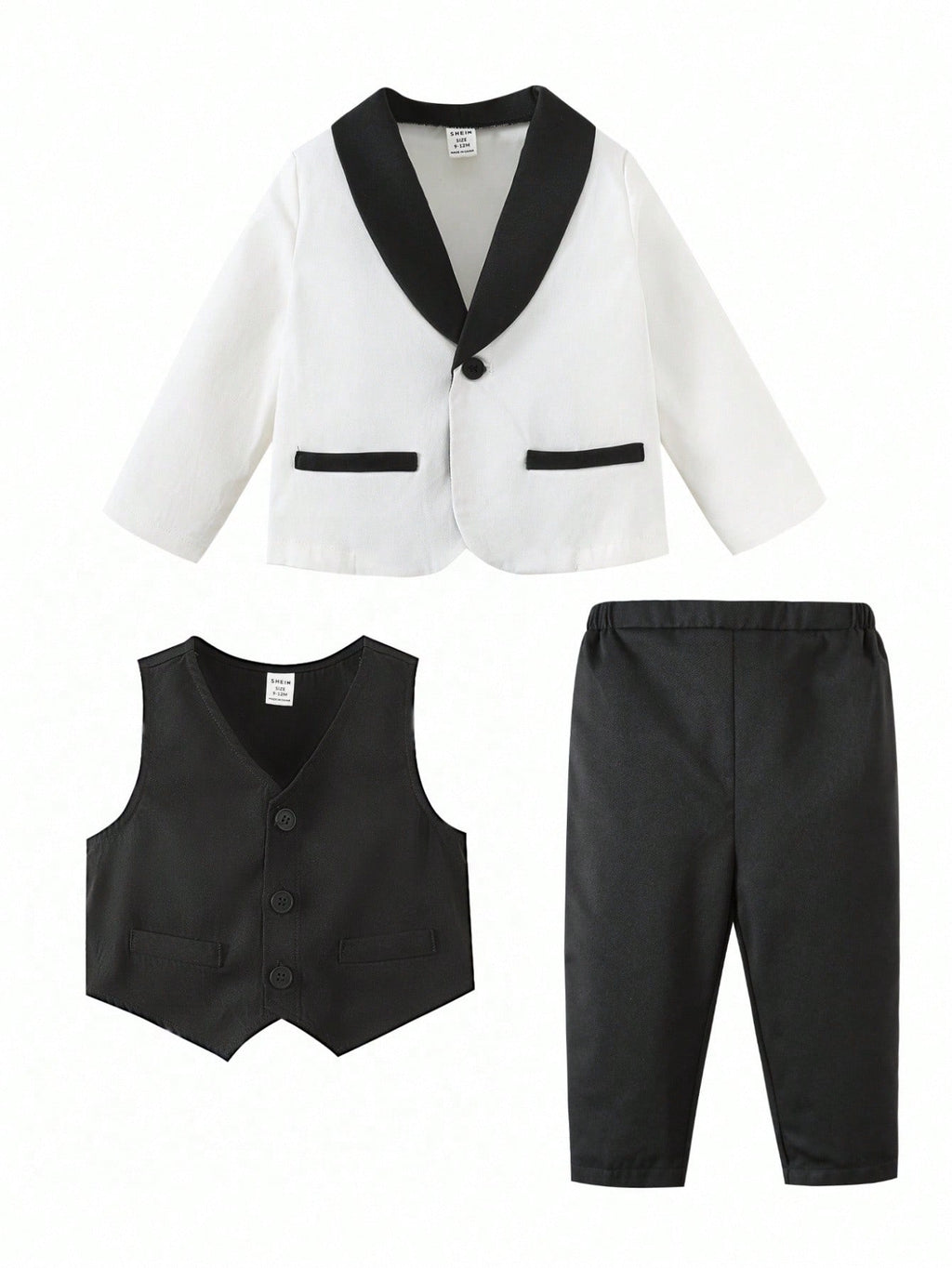 Baby Boy Colorblock Suit Jacket, Shirt & Pants Gentleman Set 3 pieces