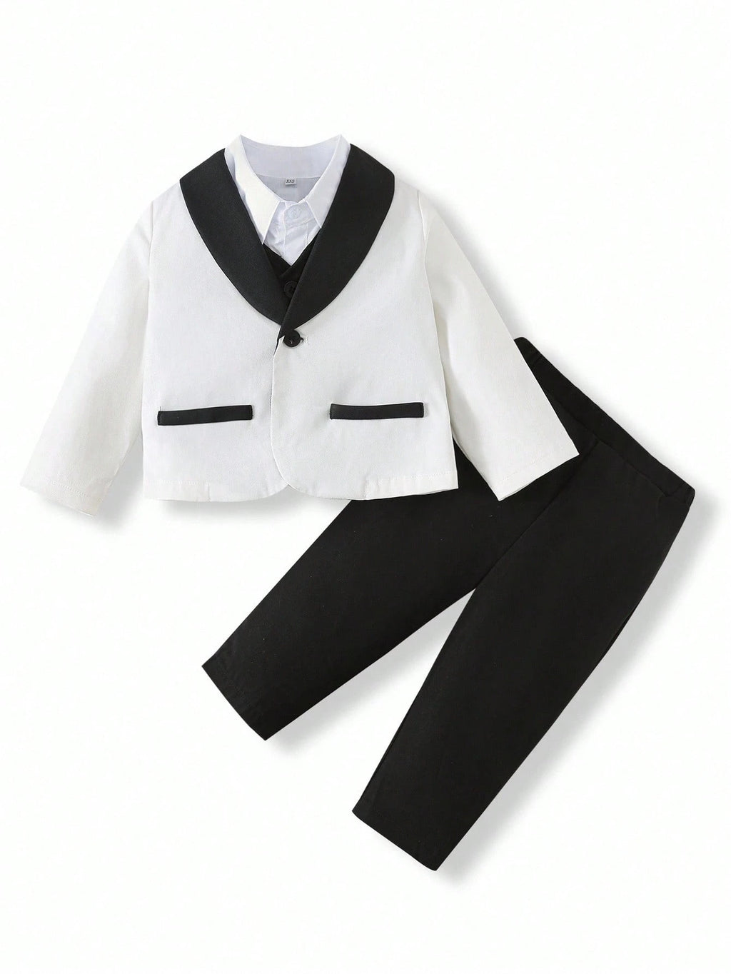 Baby Boy Colorblock Suit Jacket, Shirt & Pants Gentleman Set 3 pieces