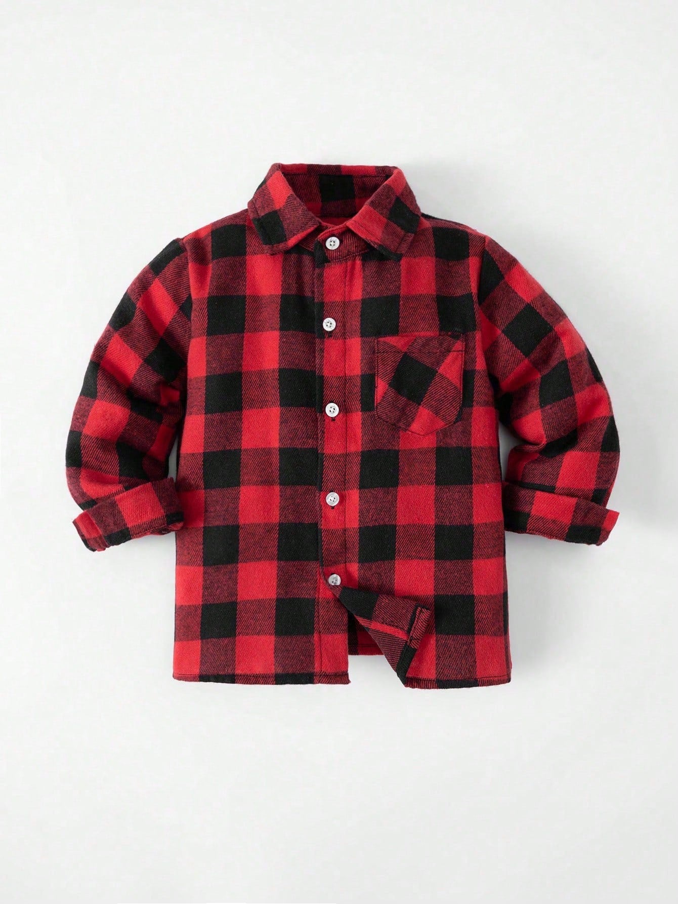 Boys' Red & Black Plaid Long-Sleeve Shirt