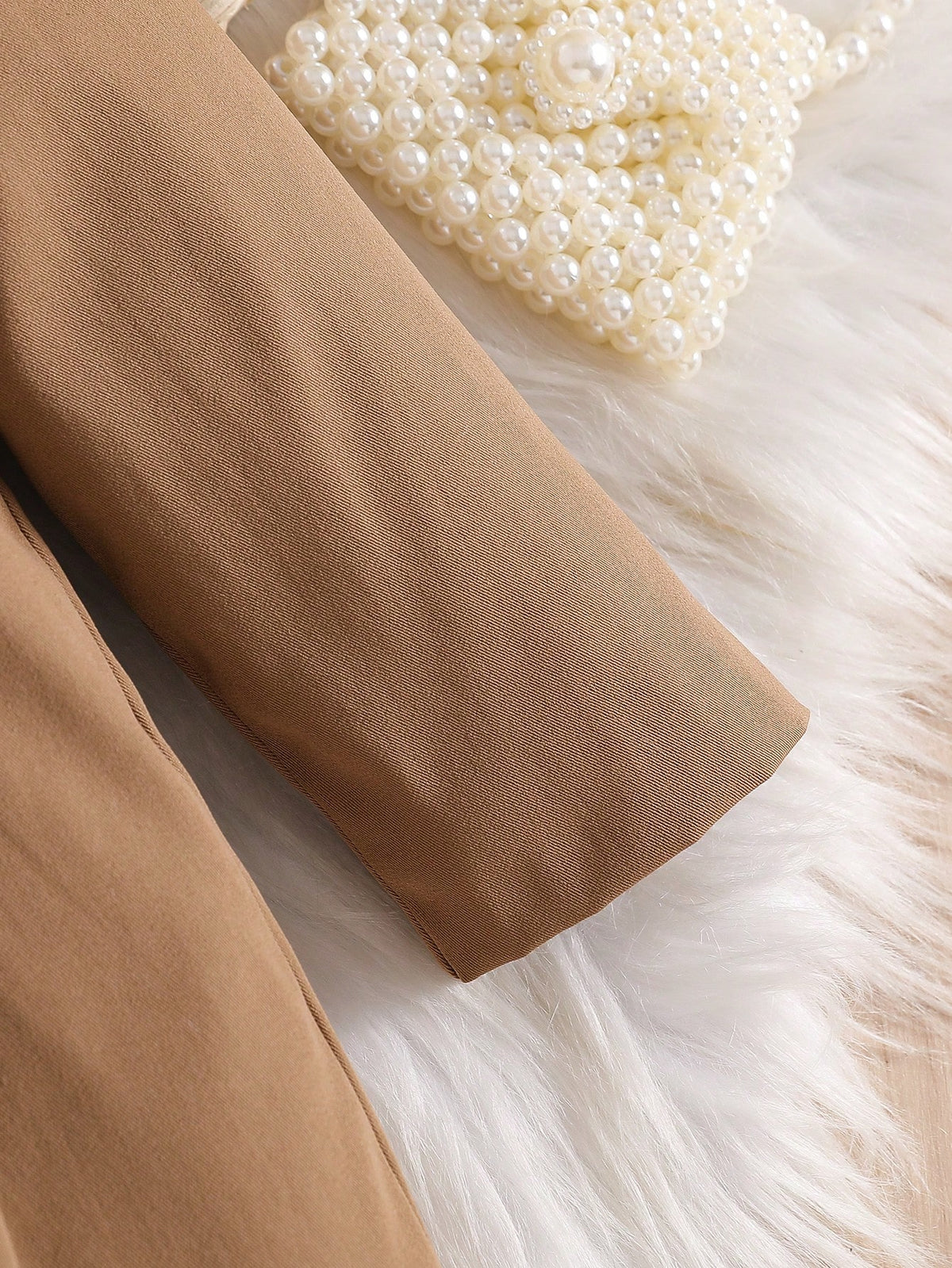 Baby Girl Faux Fur Collar Bow Trench Coat - Coffee Brown