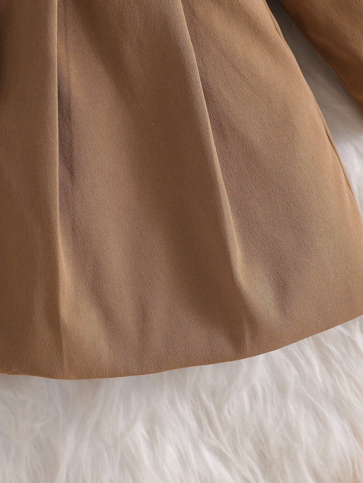 Baby Girl Faux Fur Collar Bow Trench Coat - Coffee Brown