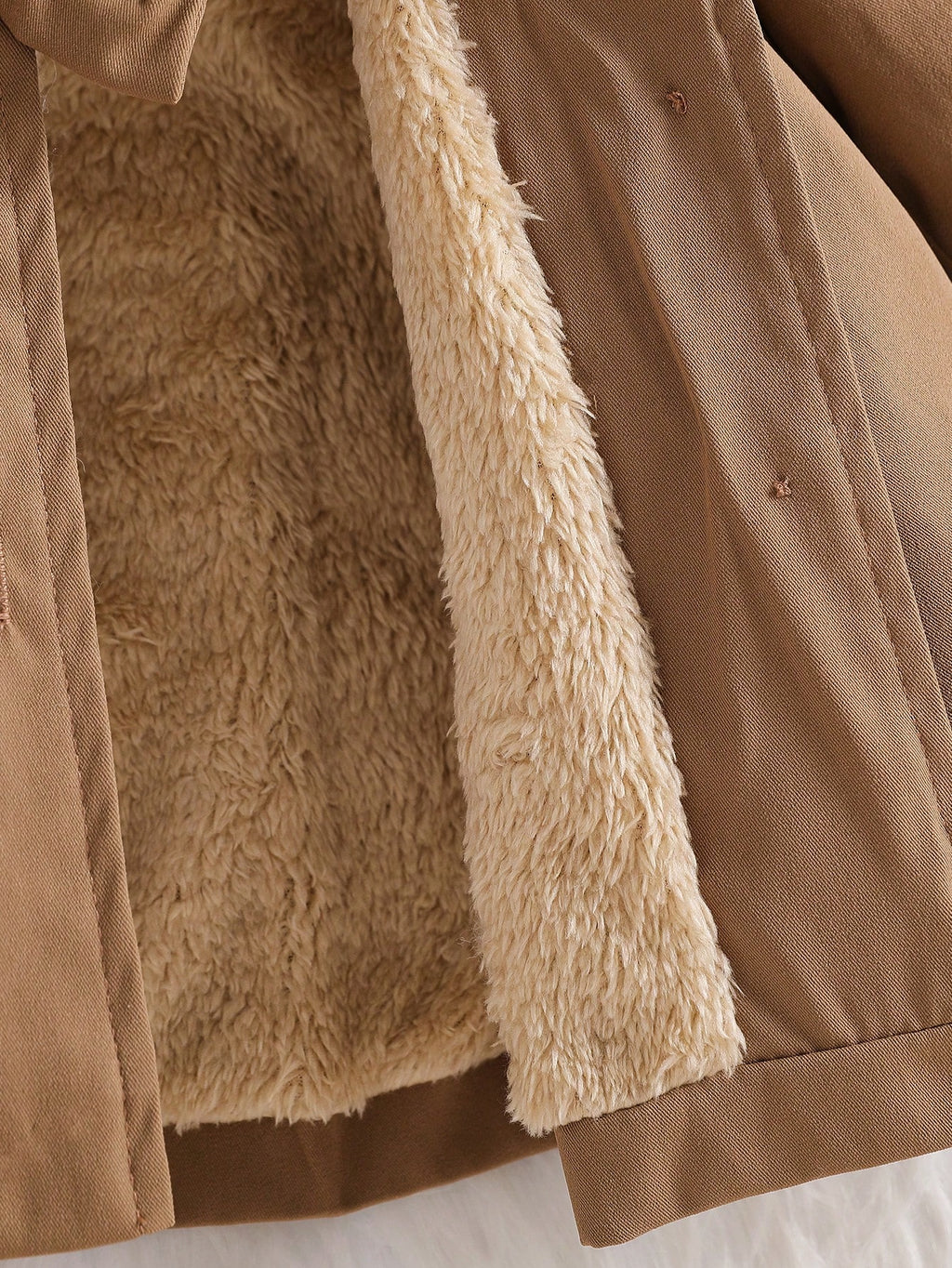 Baby Girl Faux Fur Collar Bow Trench Coat - Coffee Brown