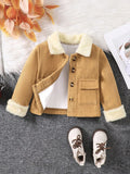 Veste Fille Velours Côtelé Col Fourrure
