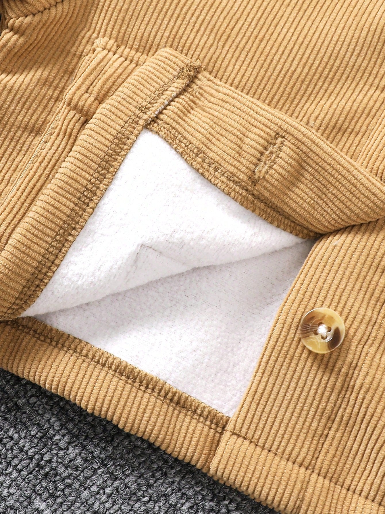 Veste Fille Velours Côtelé Col Fourrure