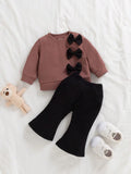 Infant Girl Sweatshirt Bow Bell Bottom Pants Set