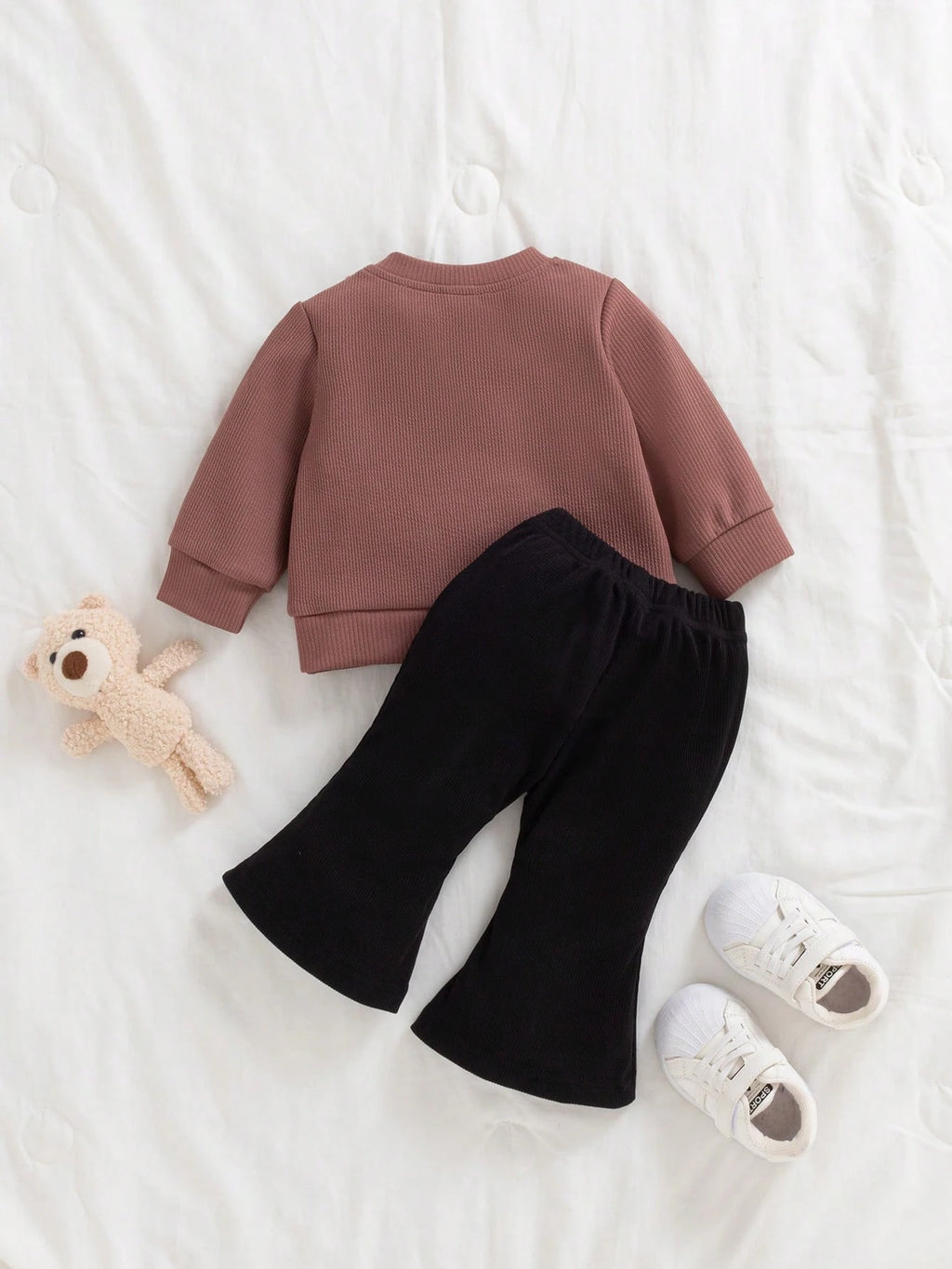 Infant Girl Sweatshirt Bow Bell Bottom Pants Set