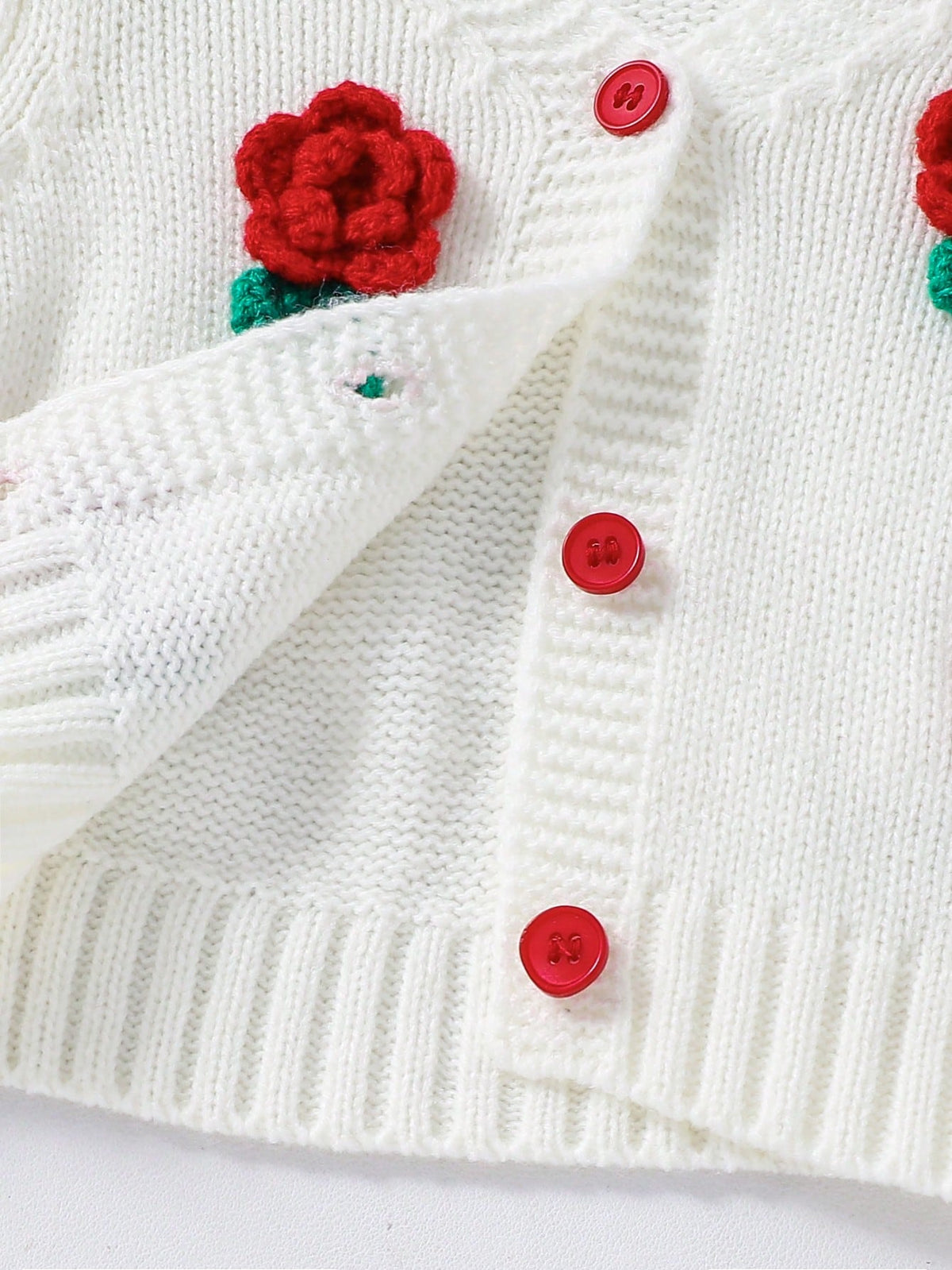 Newborn Baby Girl Red Floral Knitted Overalls Set