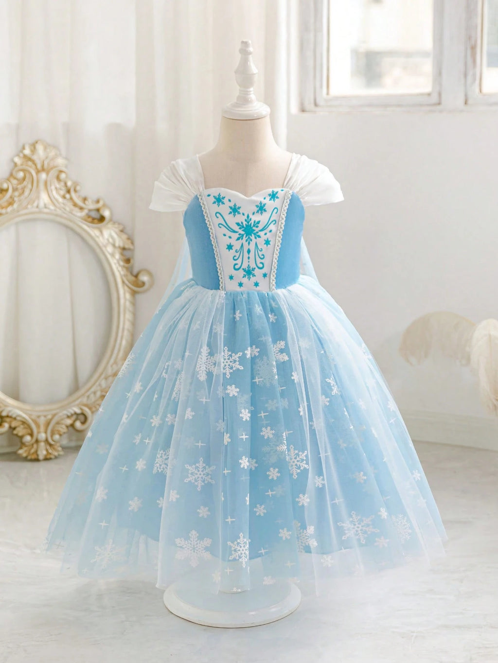Girl Snowflake Tulle Puffy Dress 3 Piece Set