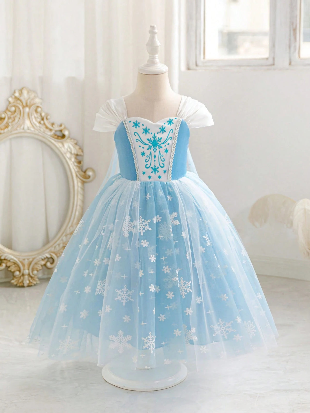 Girl Snowflake Tulle Puffy Dress 3 Piece Set