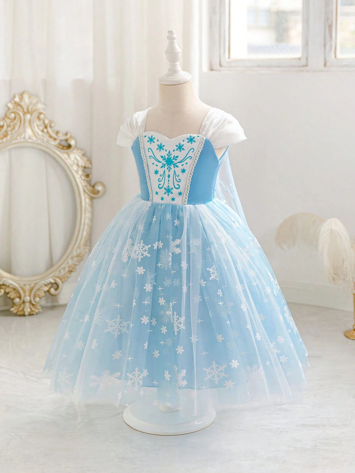 Girl Snowflake Tulle Puffy Dress 3 Piece Set