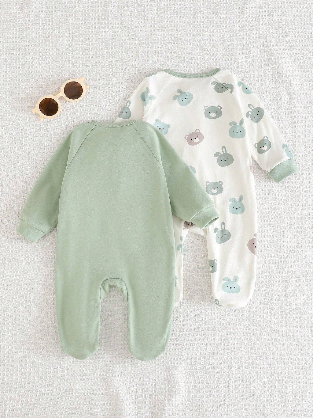 Ensemble grenouillère tricotée unisexe Cozy Pixies motif animal de dessin animé, vert