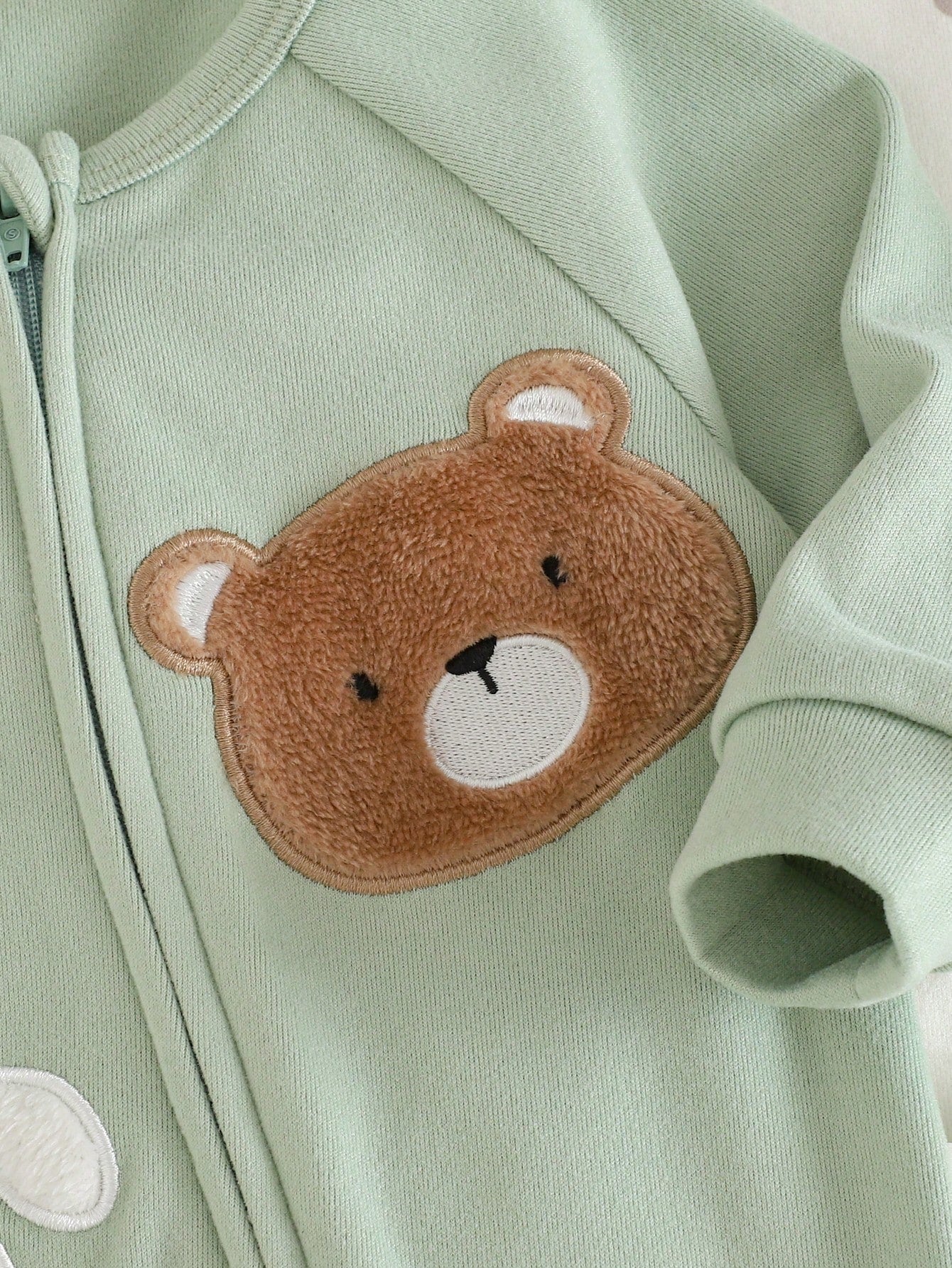 Ensemble grenouillère tricotée unisexe Cozy Pixies motif animal de dessin animé, vert