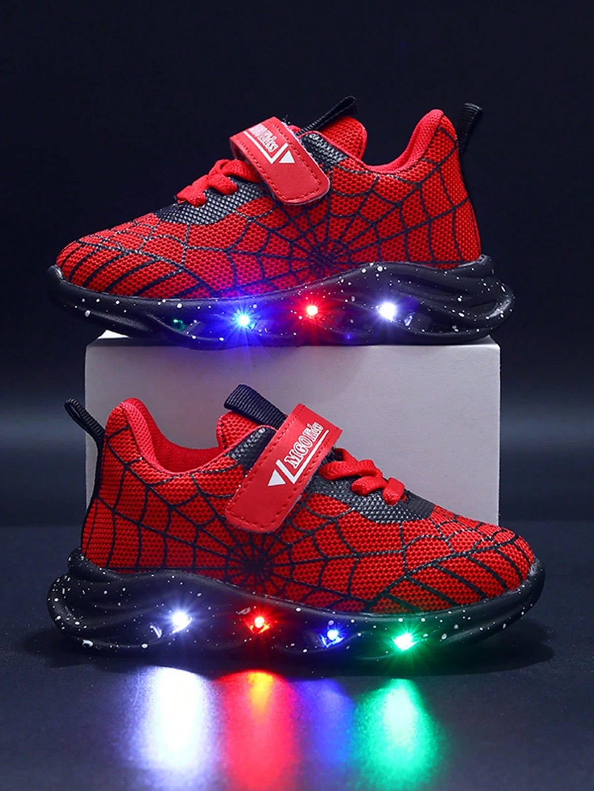 Bambinoo x MGO Playful Pals Boys' Spiderweb Light-Up Mesh Sneakers