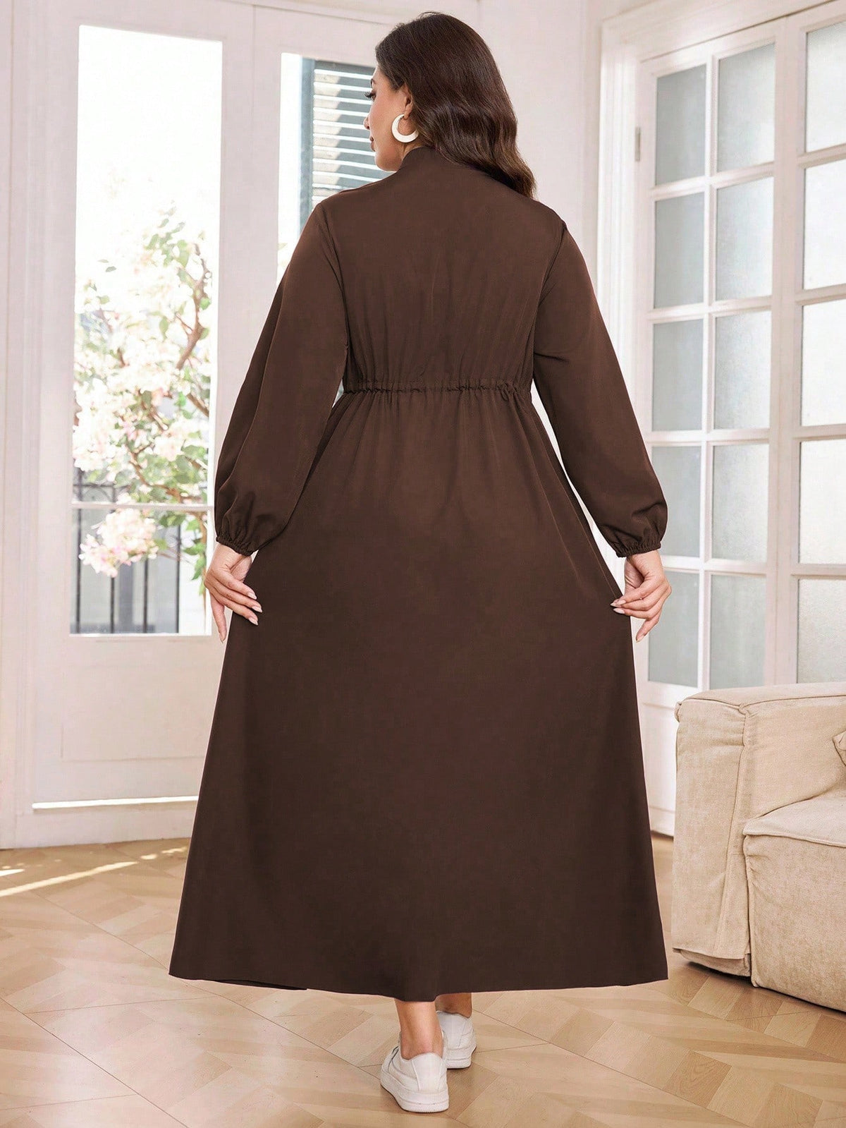 Al Najma Women's Adjustable-Waist Long-Sleeve Dress