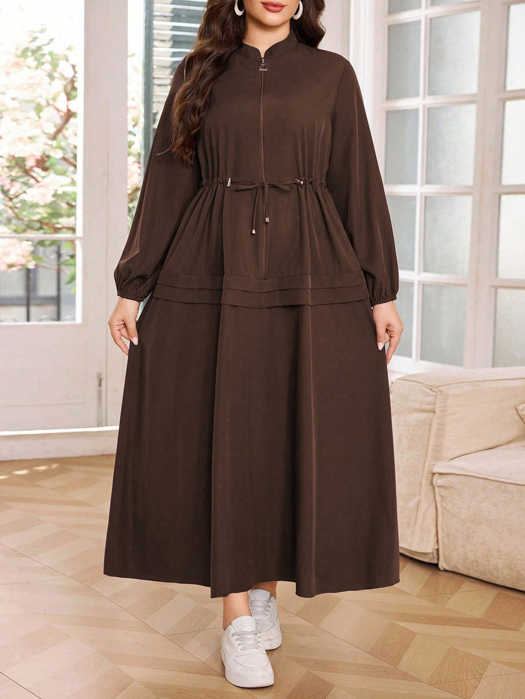 Al Najma Women's Adjustable-Waist Long-Sleeve Dress