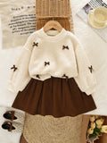 Young Girls Letter & Teddy Fleece Sweatshirt And Skirt Set