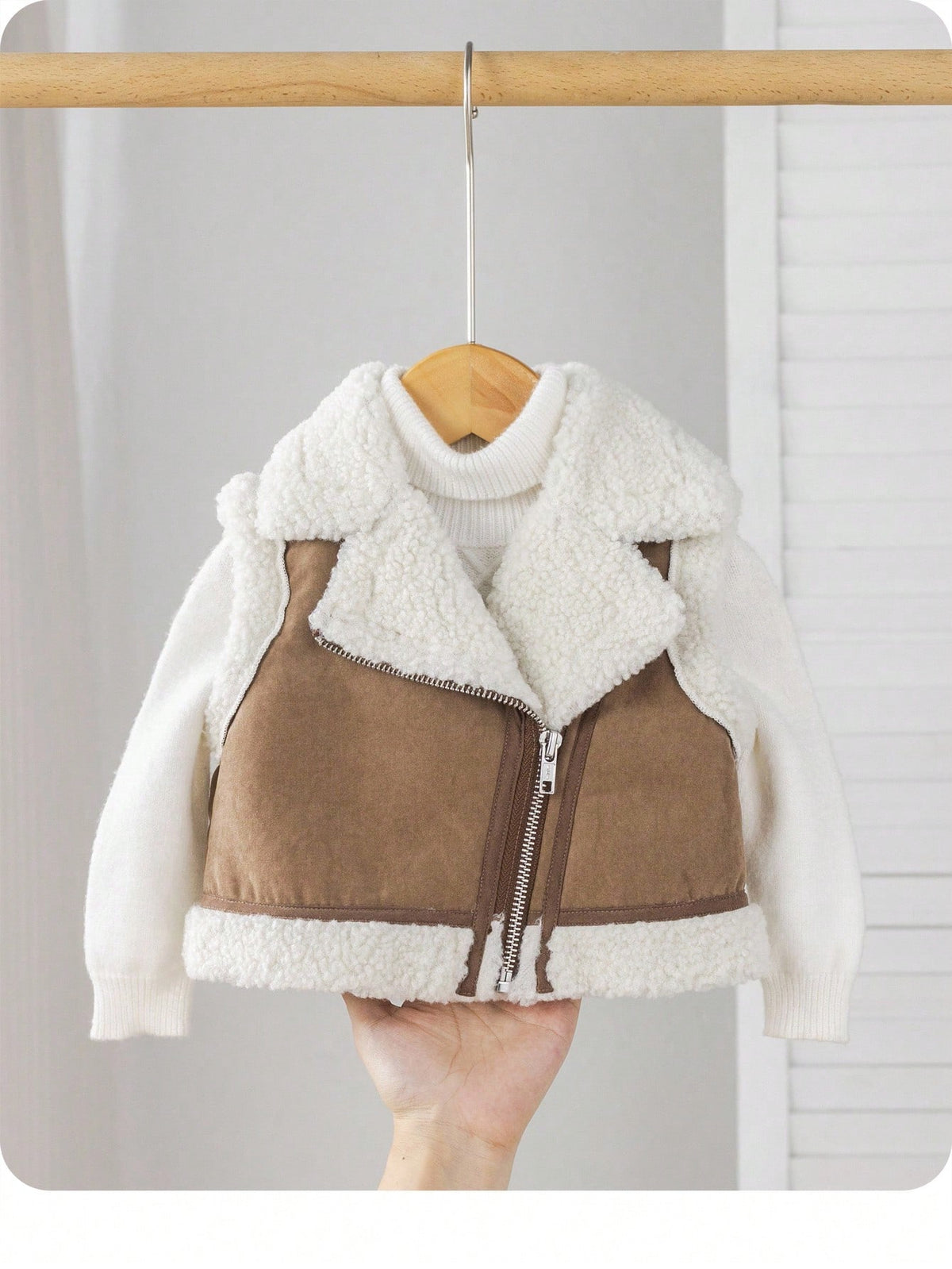 Baby Girl Color Block Thick Lapel Vest Jacket - Multicolor