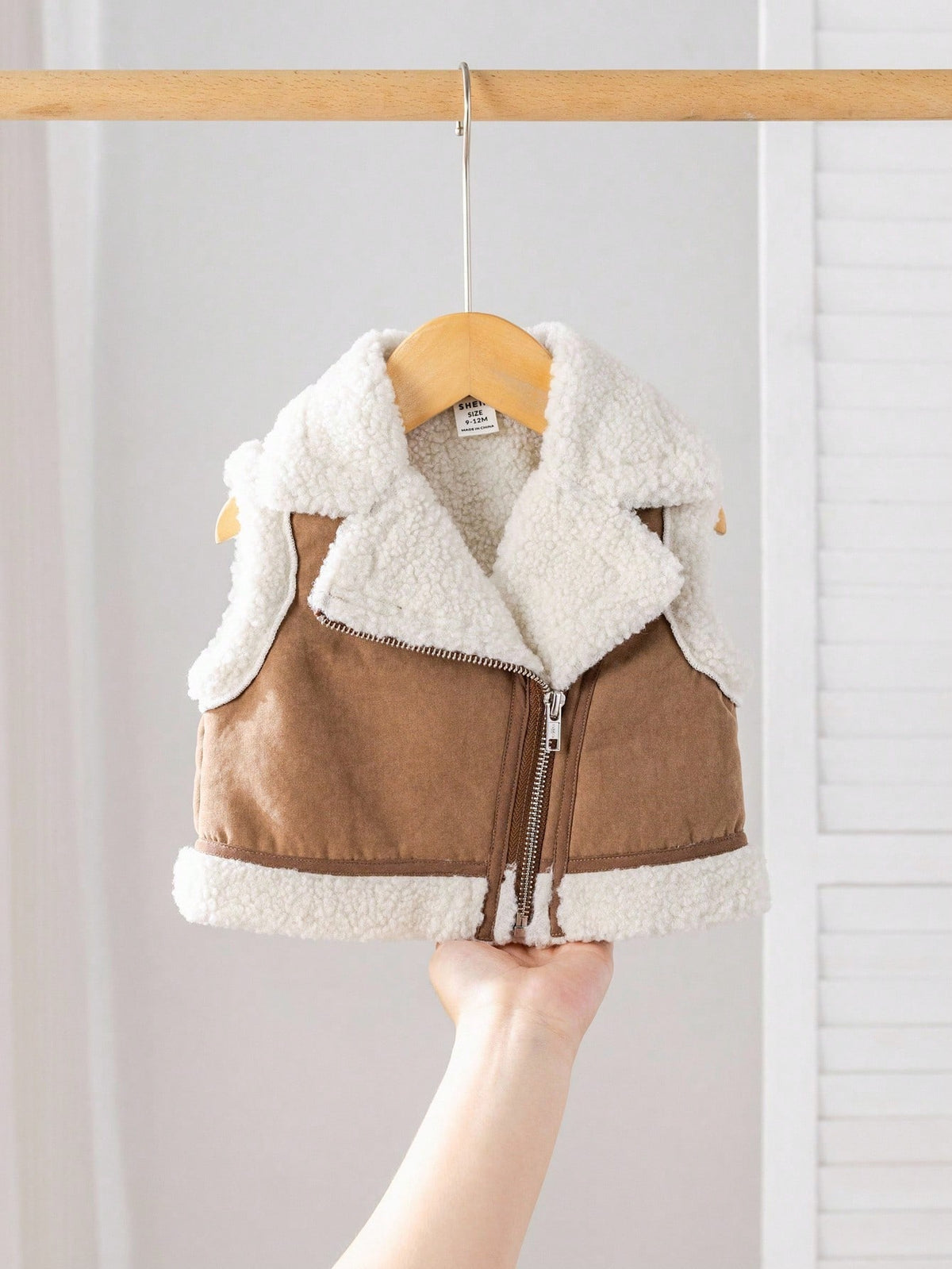 Baby Girl Color Block Thick Lapel Vest Jacket - Multicolor