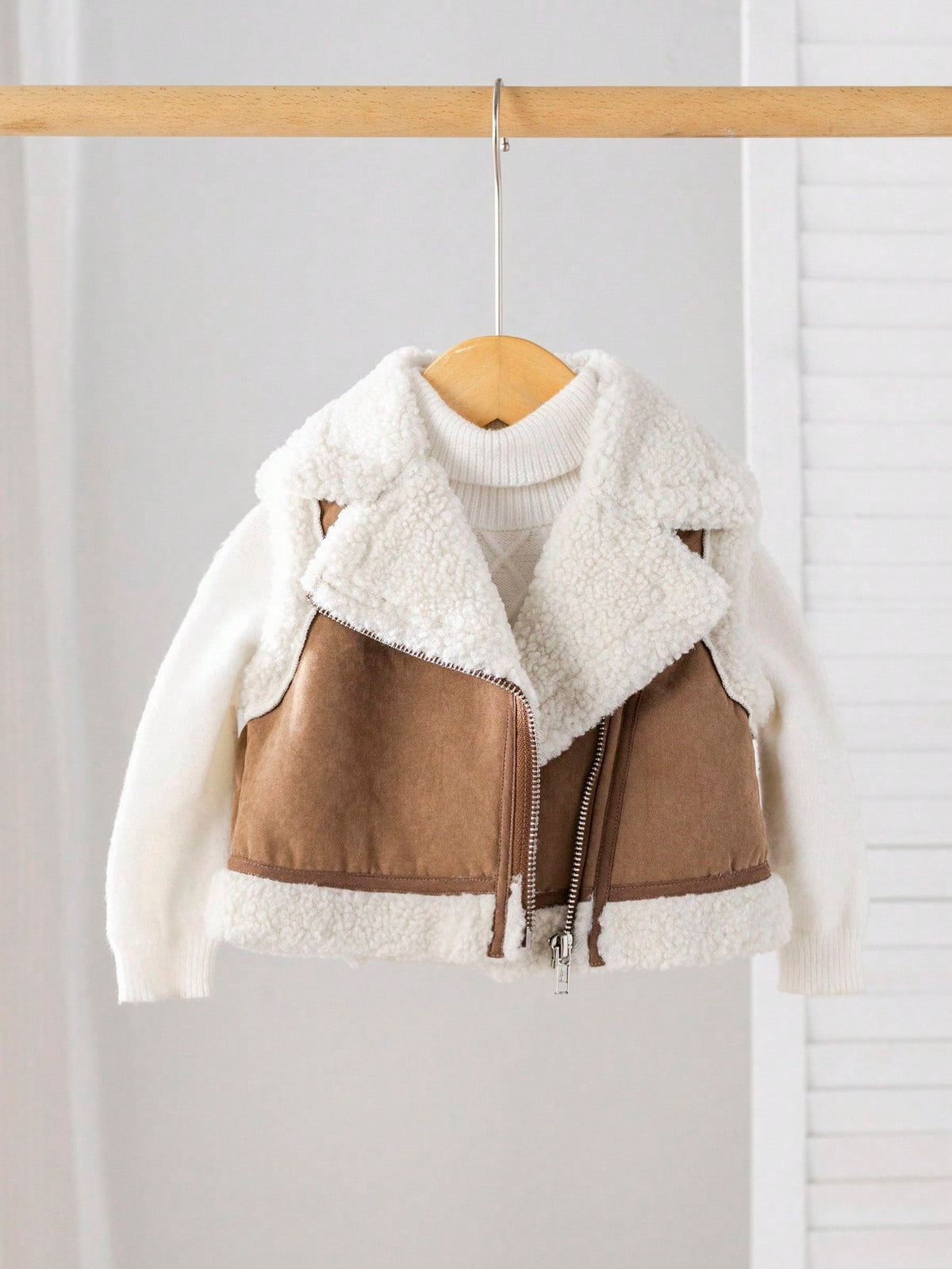 Baby Girl Color Block Thick Lapel Vest Jacket - Multicolor