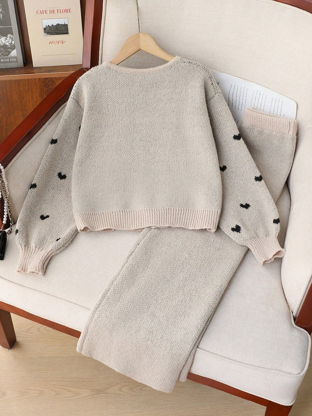 Ensemble Fille Genkimix Cardigan Beige & Pantalon Large