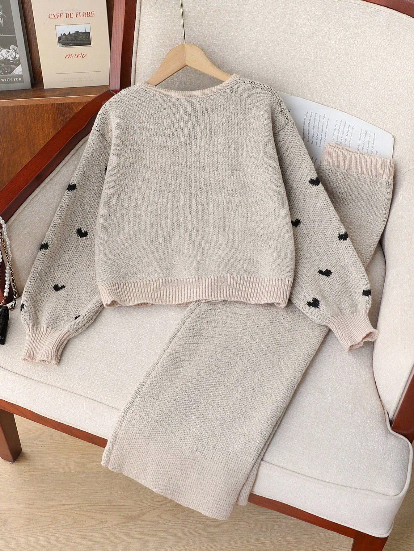 Ensemble Fille Genkimix Cardigan Beige & Pantalon Large